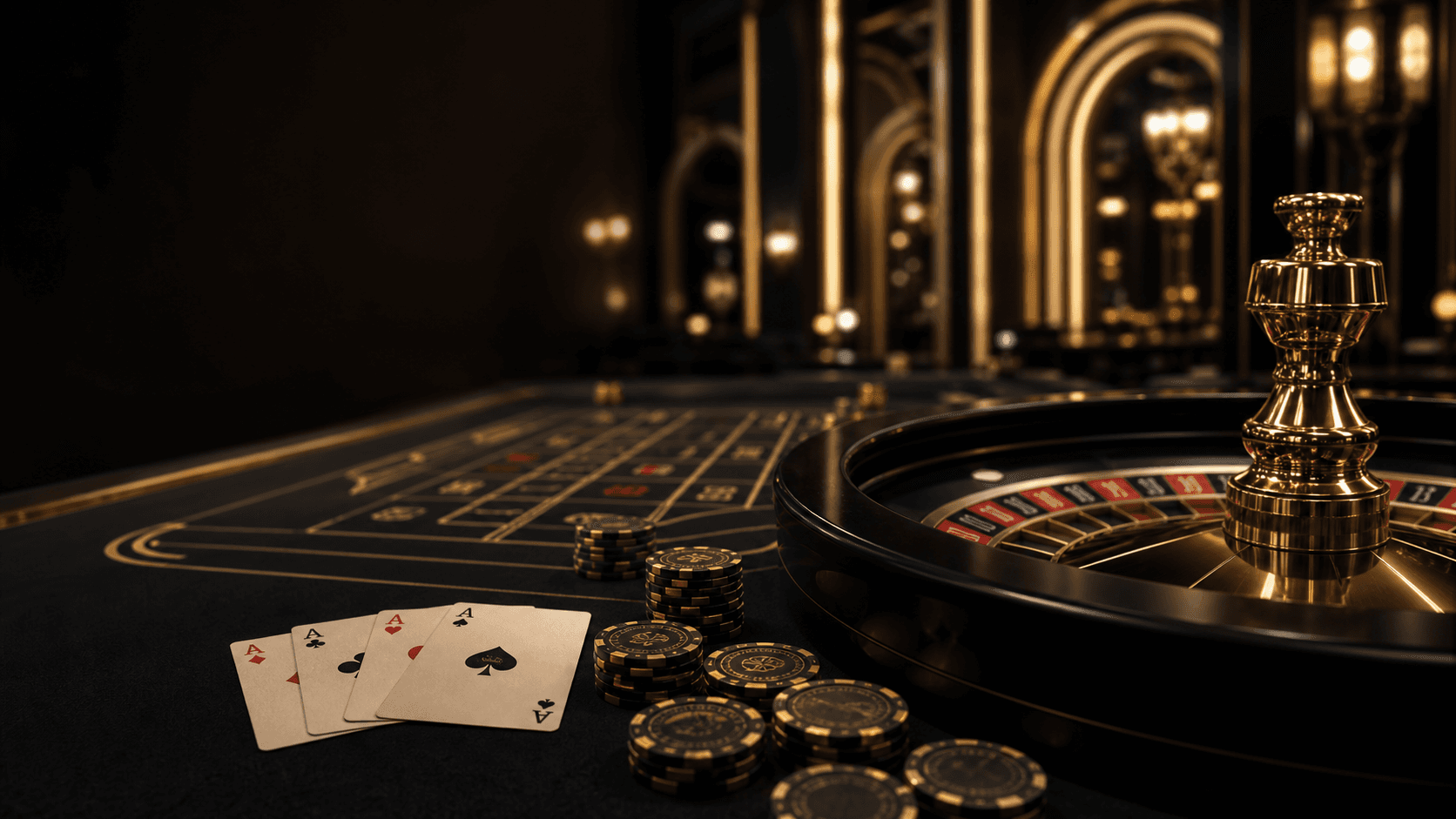 Black and gold live casino table